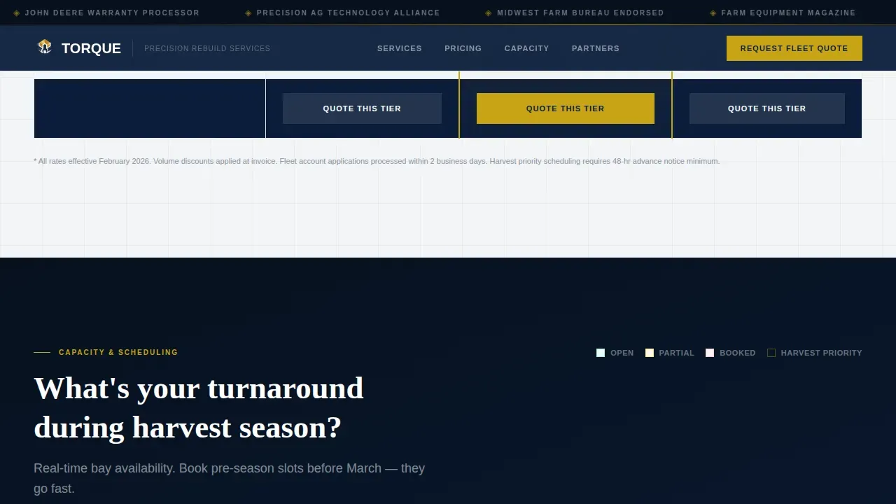 Flat-Rate Fleet Maintenance Quote Request Landing Page