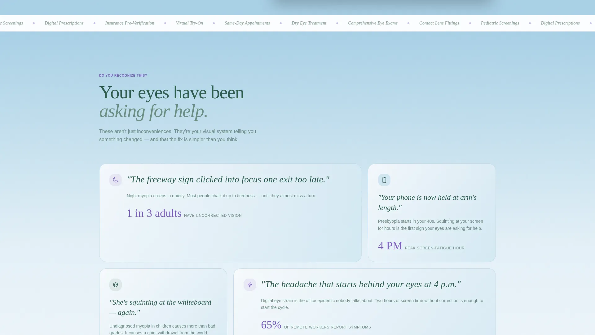 Optometrist Patient Portal Landing Page Template