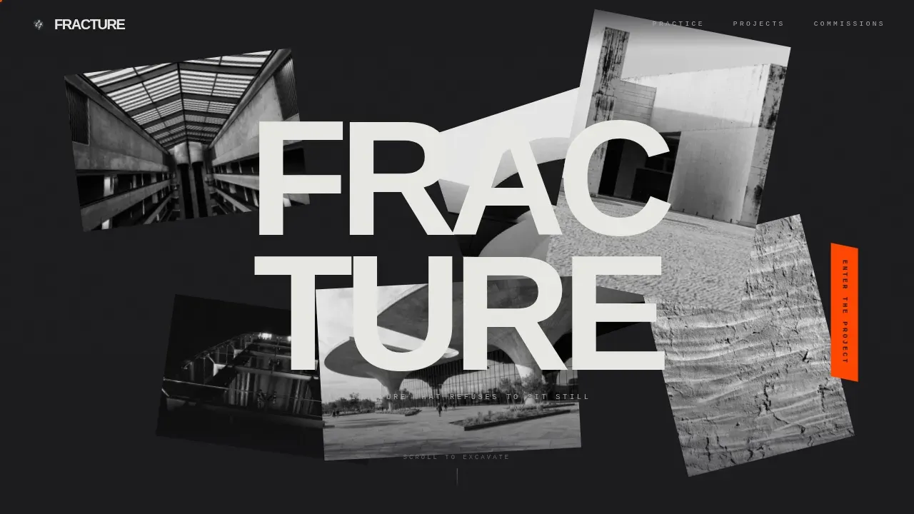 Bold Brutalist Deconstructivist Architecture Landing Page