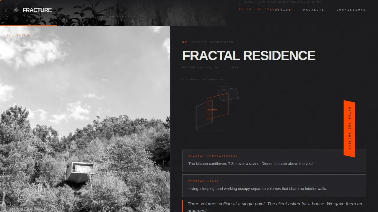 Bold Brutalist Deconstructivist Architecture Landing Page