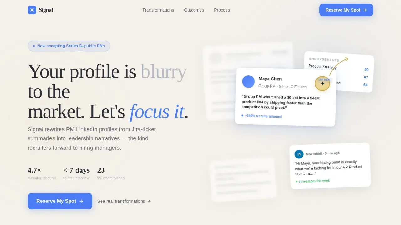 PM LinkedIn Optimization Landing Page Template