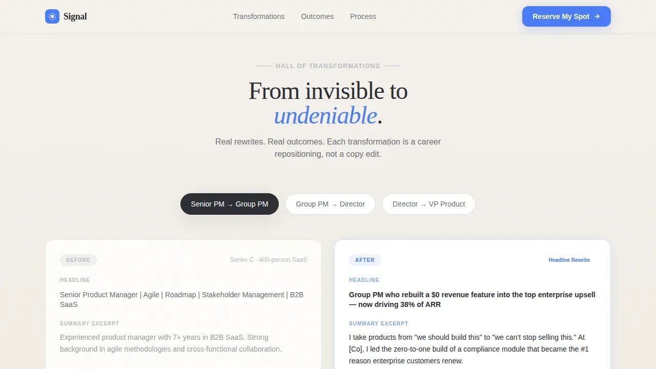 PM LinkedIn Optimization Landing Page Template
