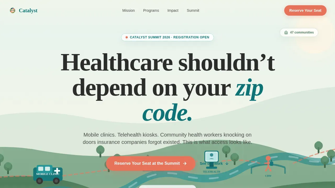 Teal Nature-Inspired Healthcare Access Landing Page