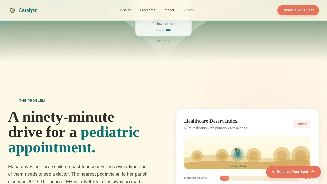Teal Nature-Inspired Healthcare Access Landing Page