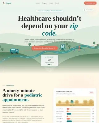 Teal Nature-Inspired Healthcare Access Landing Page