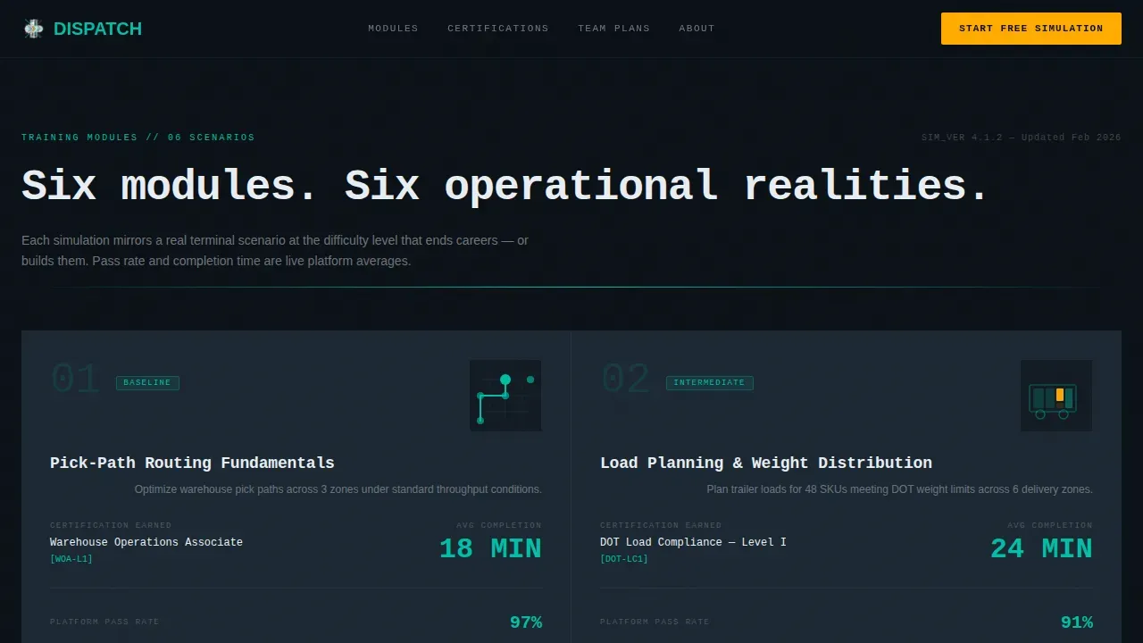 Live Simulation Logistics Training Landing Page Template