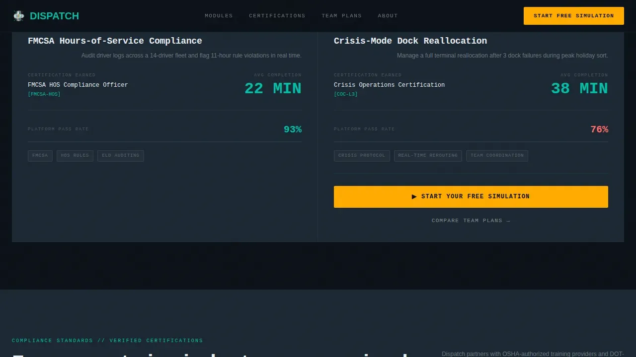 Live Simulation Logistics Training Landing Page Template
