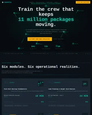 Live Simulation Logistics Training Landing Page Template