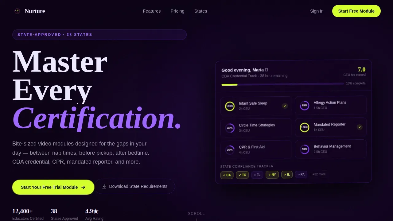Daycare Training Platform Landing Page Template