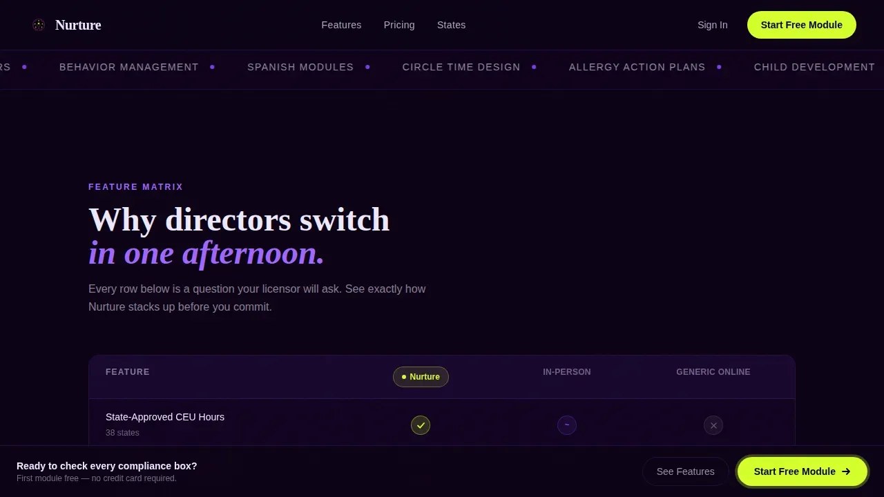 Daycare Training Platform Landing Page Template