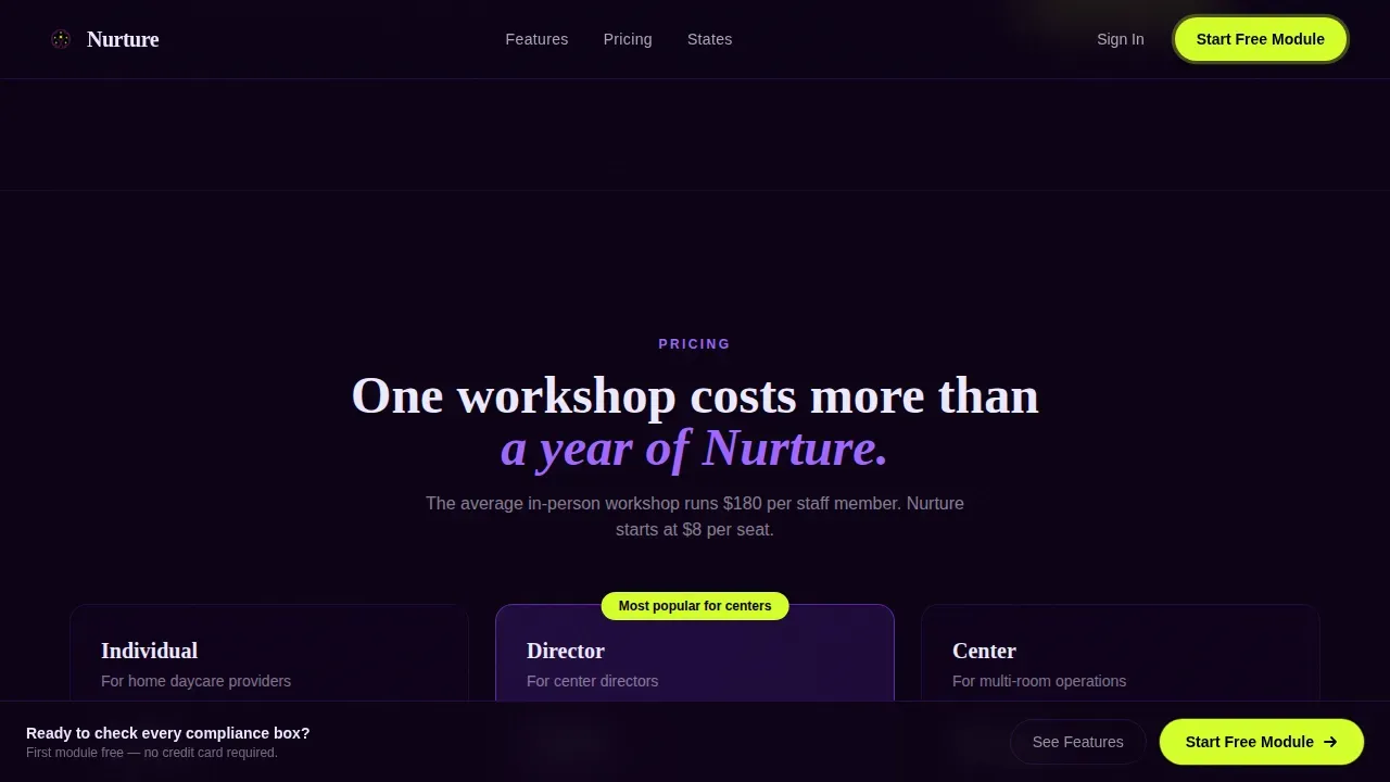 Daycare Training Platform Landing Page Template