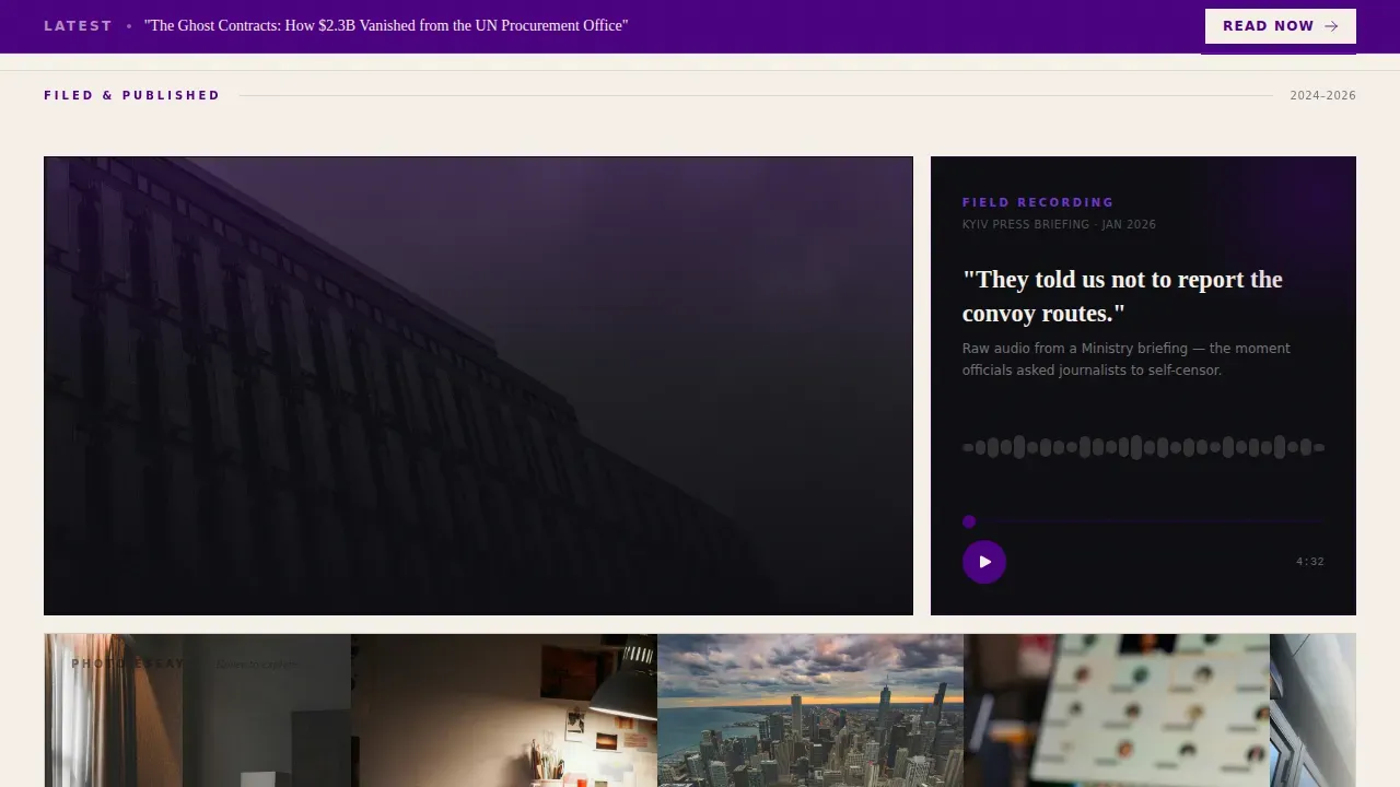 Bold Journalist Platform Landing Page Template