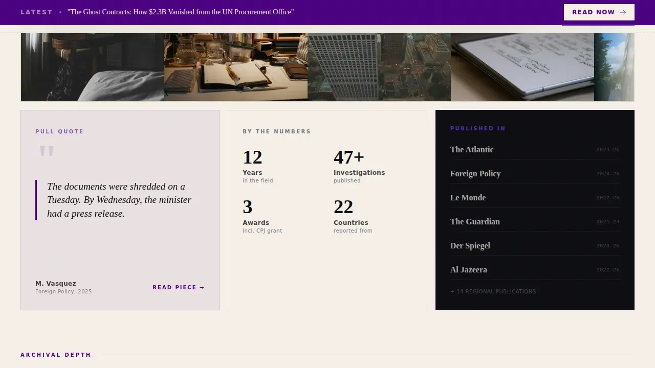 Bold Journalist Platform Landing Page Template