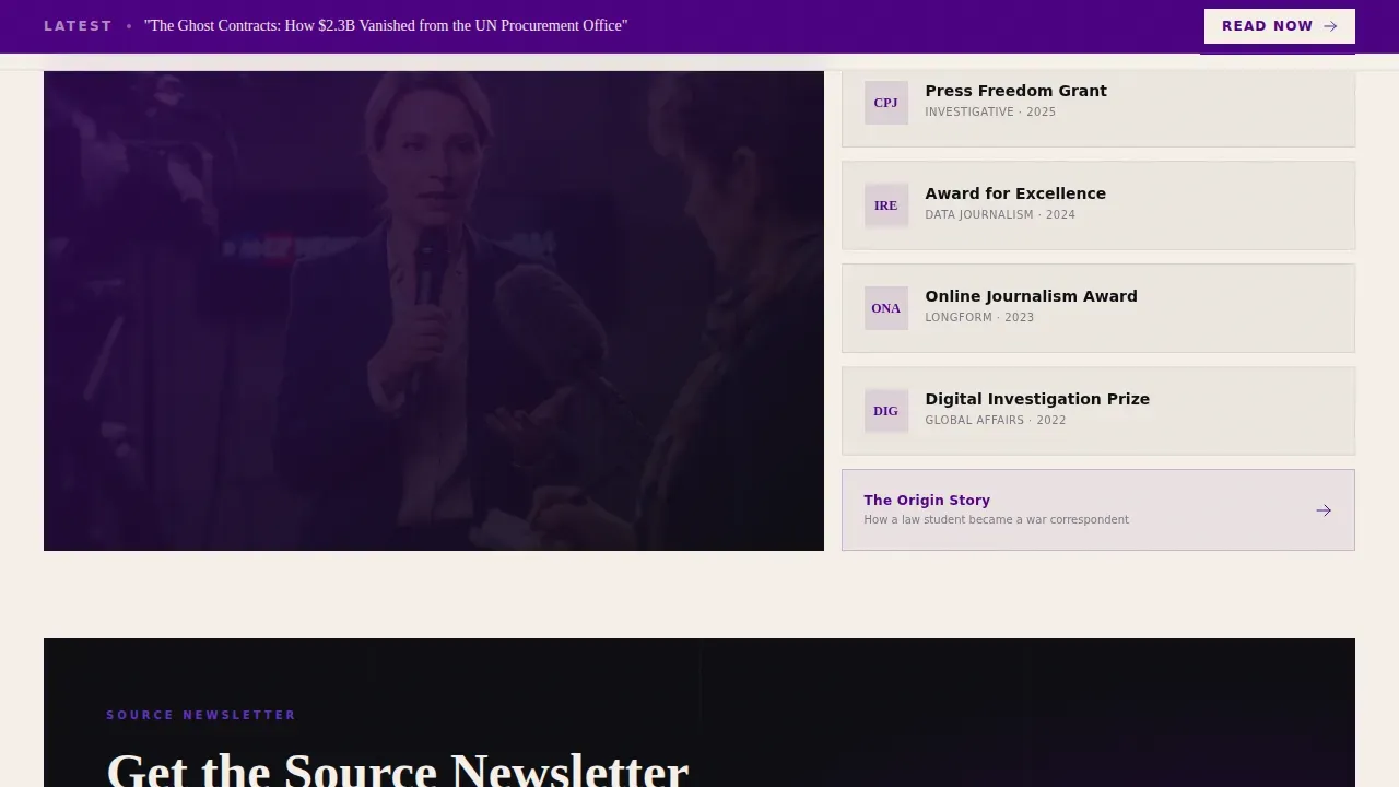 Bold Journalist Platform Landing Page Template