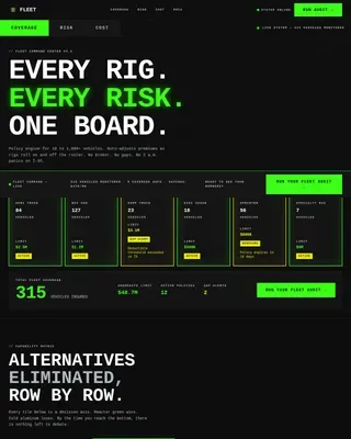 Bold Brutalist Insurance Fleet Management Landing Page