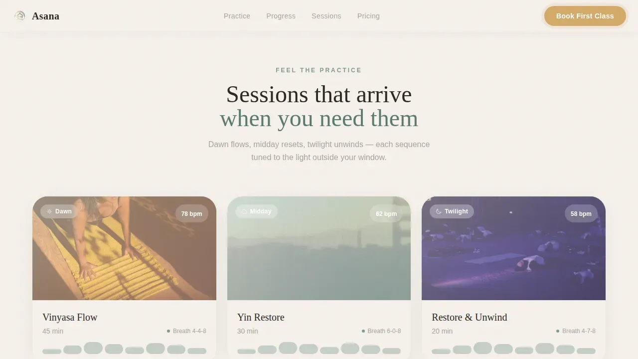 Guided Yoga App & Tracker Landing Page Template