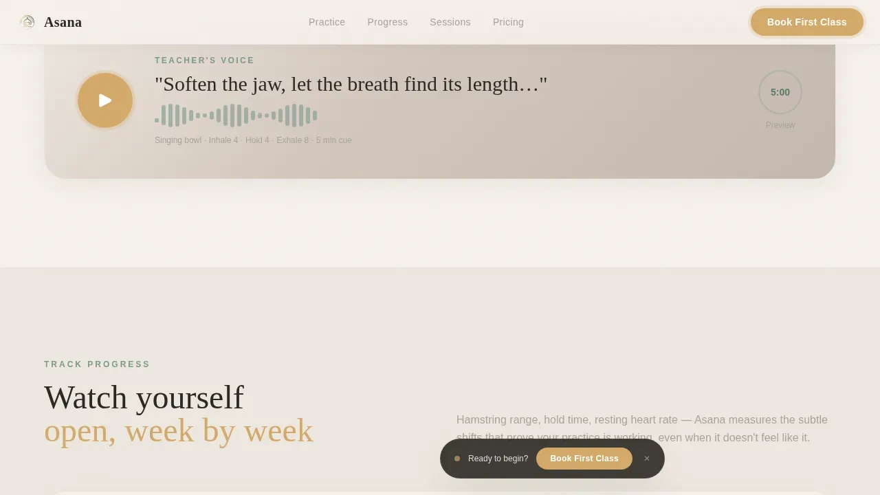 Guided Yoga App & Tracker Landing Page Template