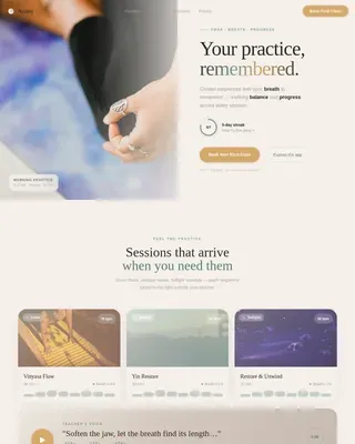Guided Yoga App & Tracker Landing Page Template