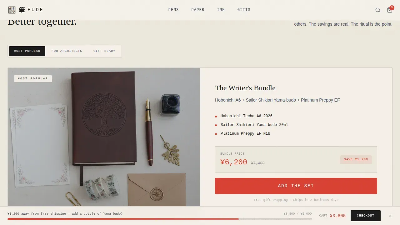 Neo-Retro Japanese Stationery Store Landing Page