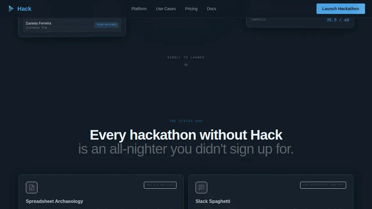 Command Center Hackathon Platform Landing Page Template