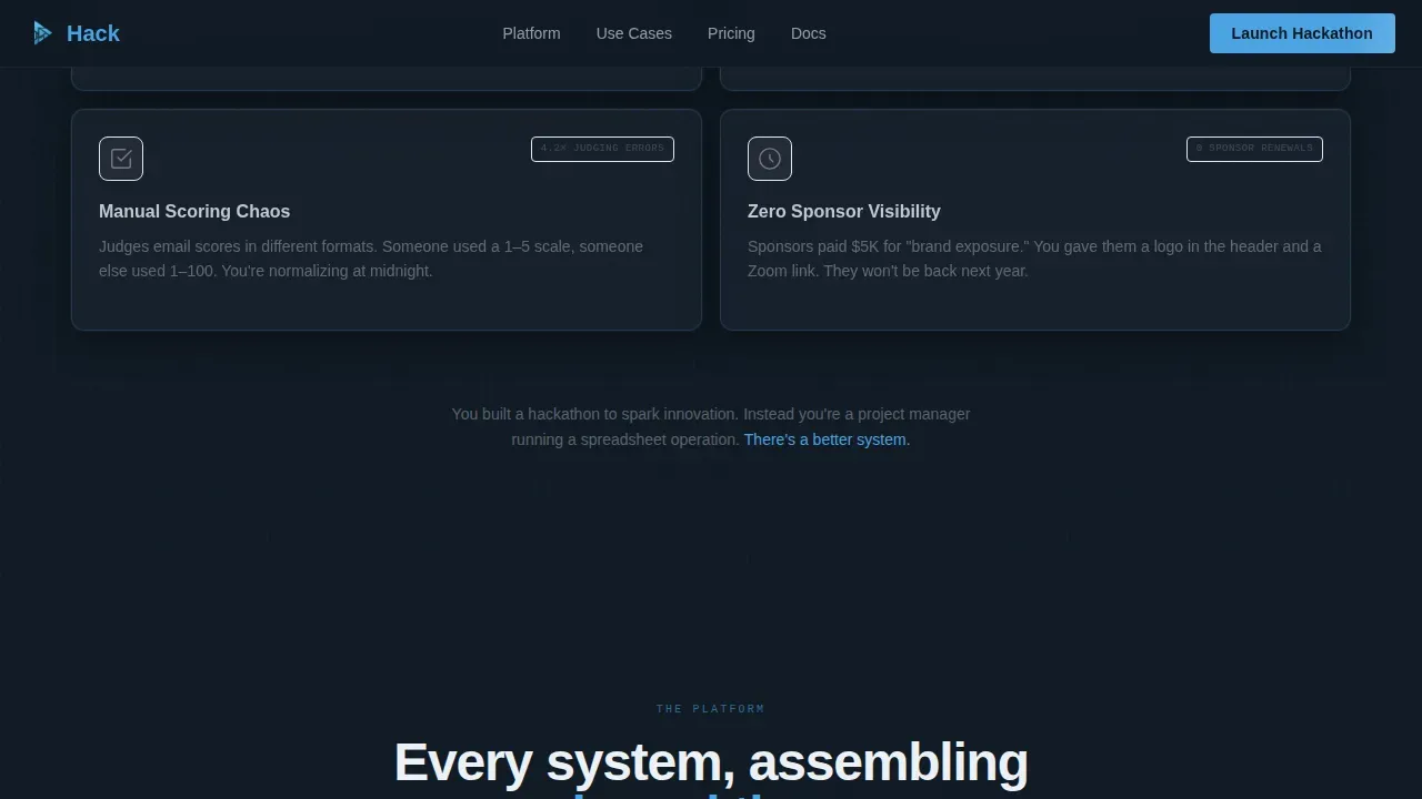 Command Center Hackathon Platform Landing Page Template