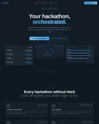 Command Center Hackathon Platform Landing Page Template