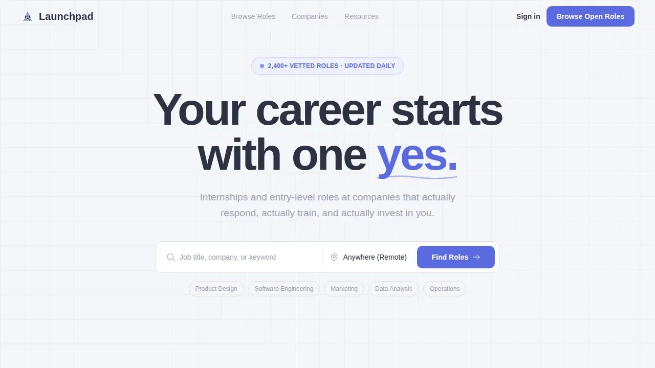 Corporate Precision Entry-Level Job Board Landing Page