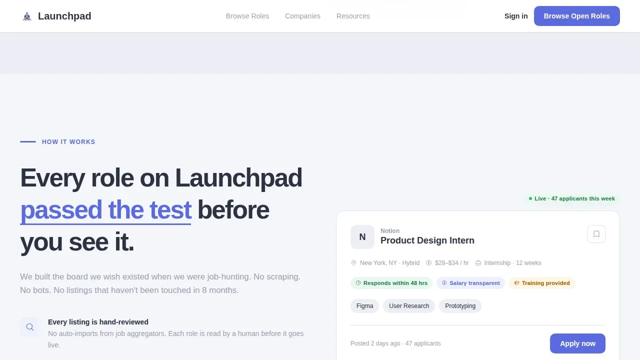 Corporate Precision Entry-Level Job Board Landing Page