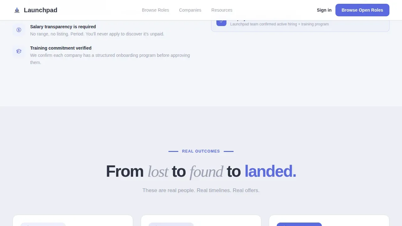 Corporate Precision Entry-Level Job Board Landing Page