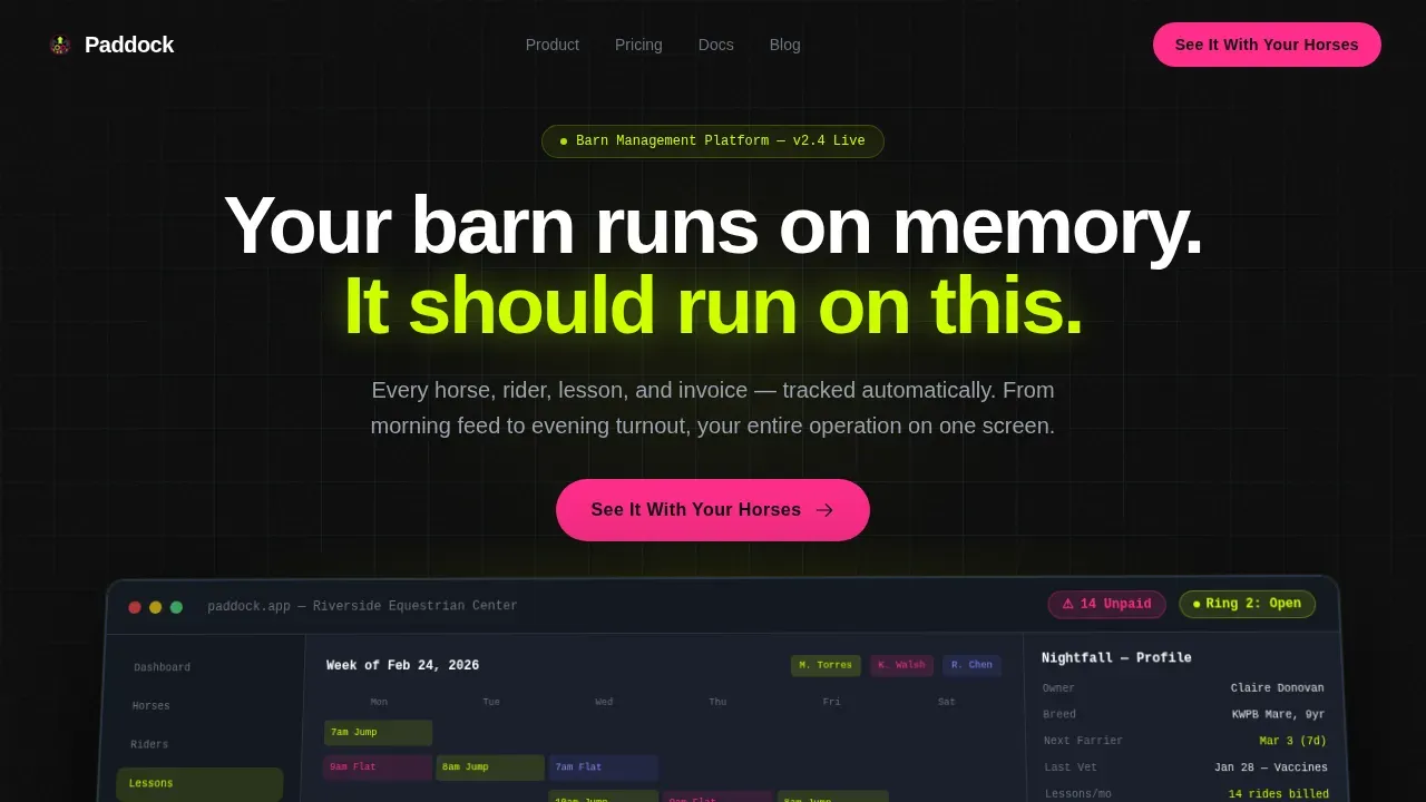 Smart Barn Management CRM Landing Page Template