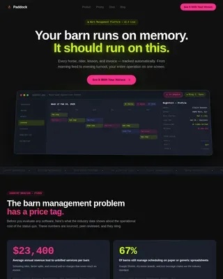 Smart Barn Management CRM Landing Page Template