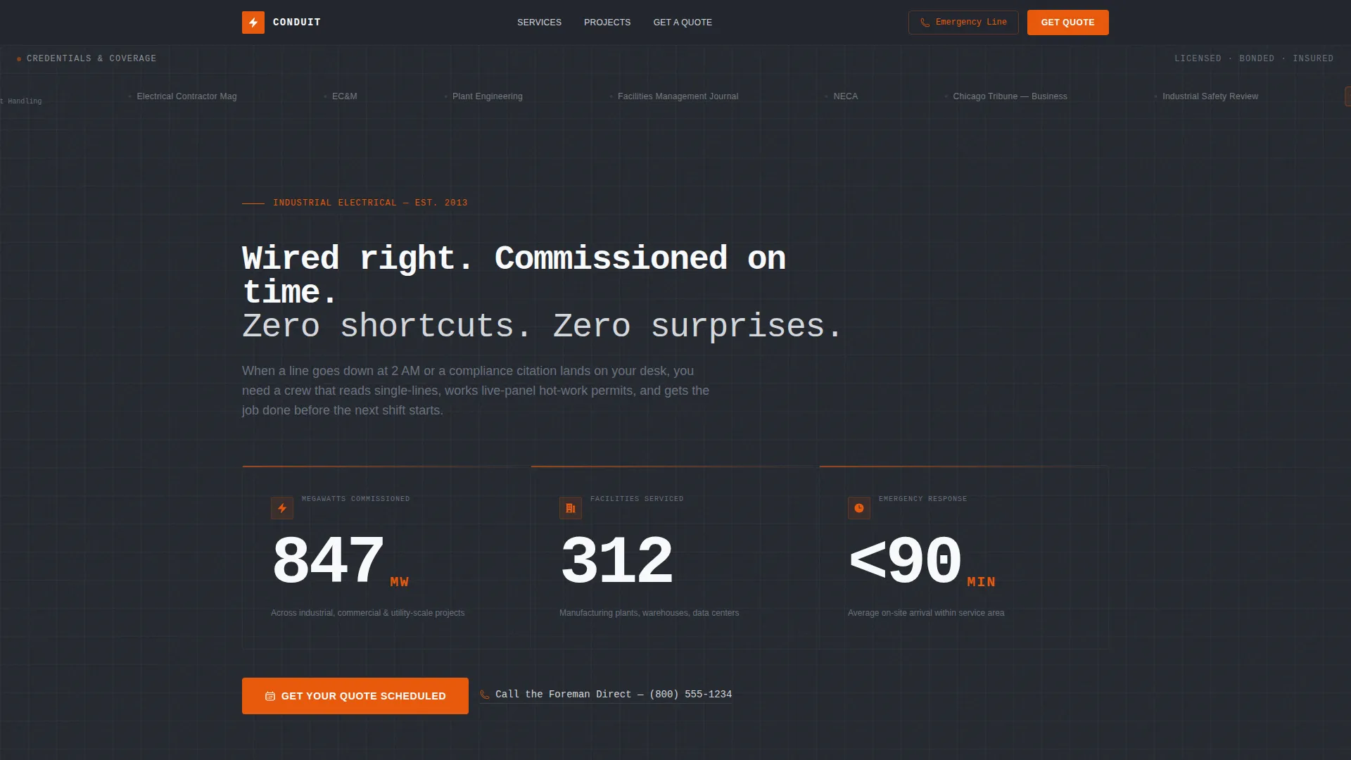 Industrial Electrician Business Professional Website Template
