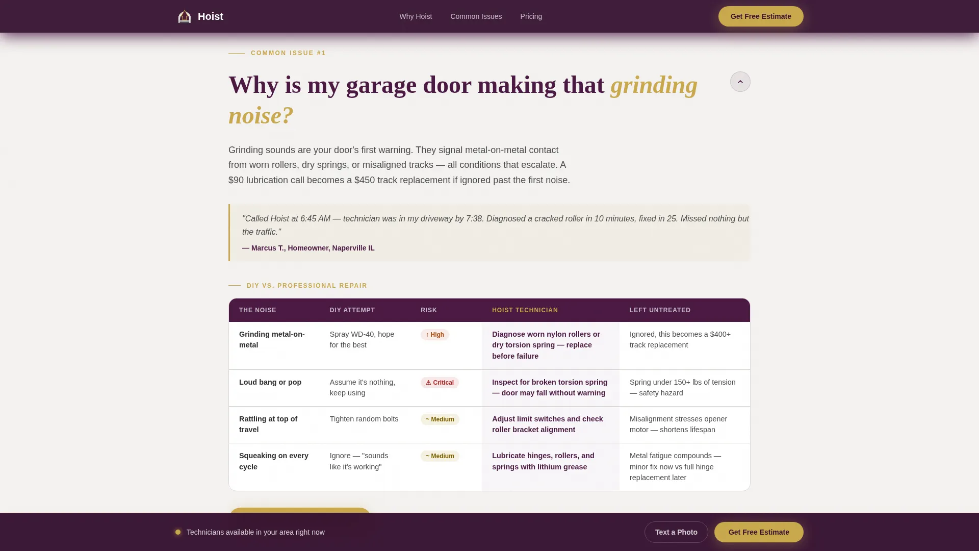 Garage Door Repair Marketing FAQ Website Template