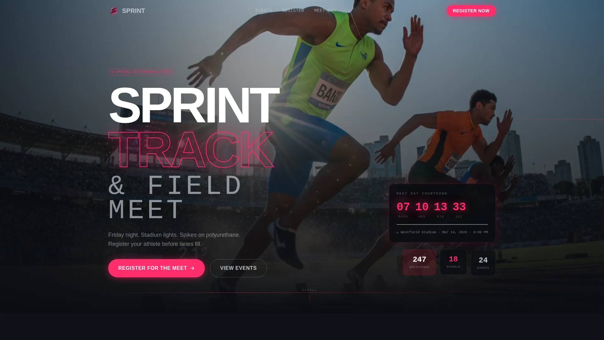 Track & Field Leagues Professional Website Template