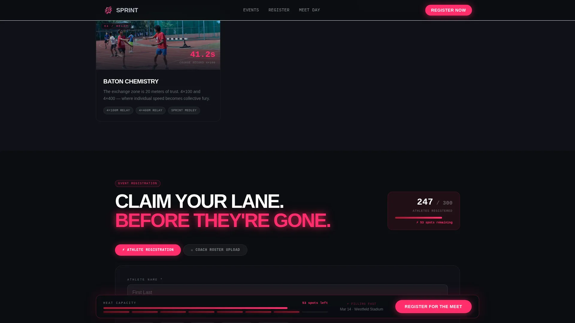 Track & Field Leagues Professional Website Template
