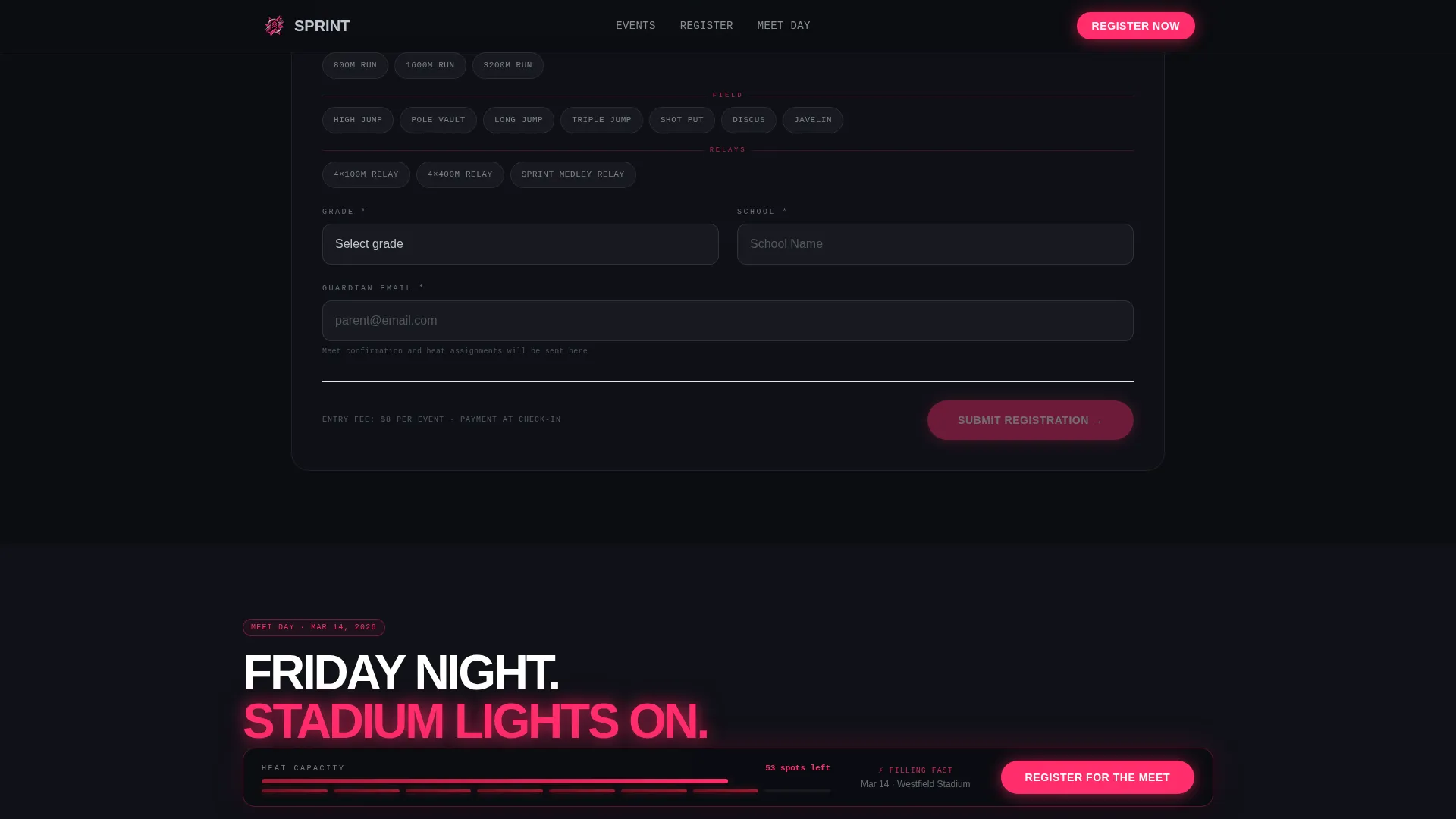Track & Field Leagues Professional Website Template