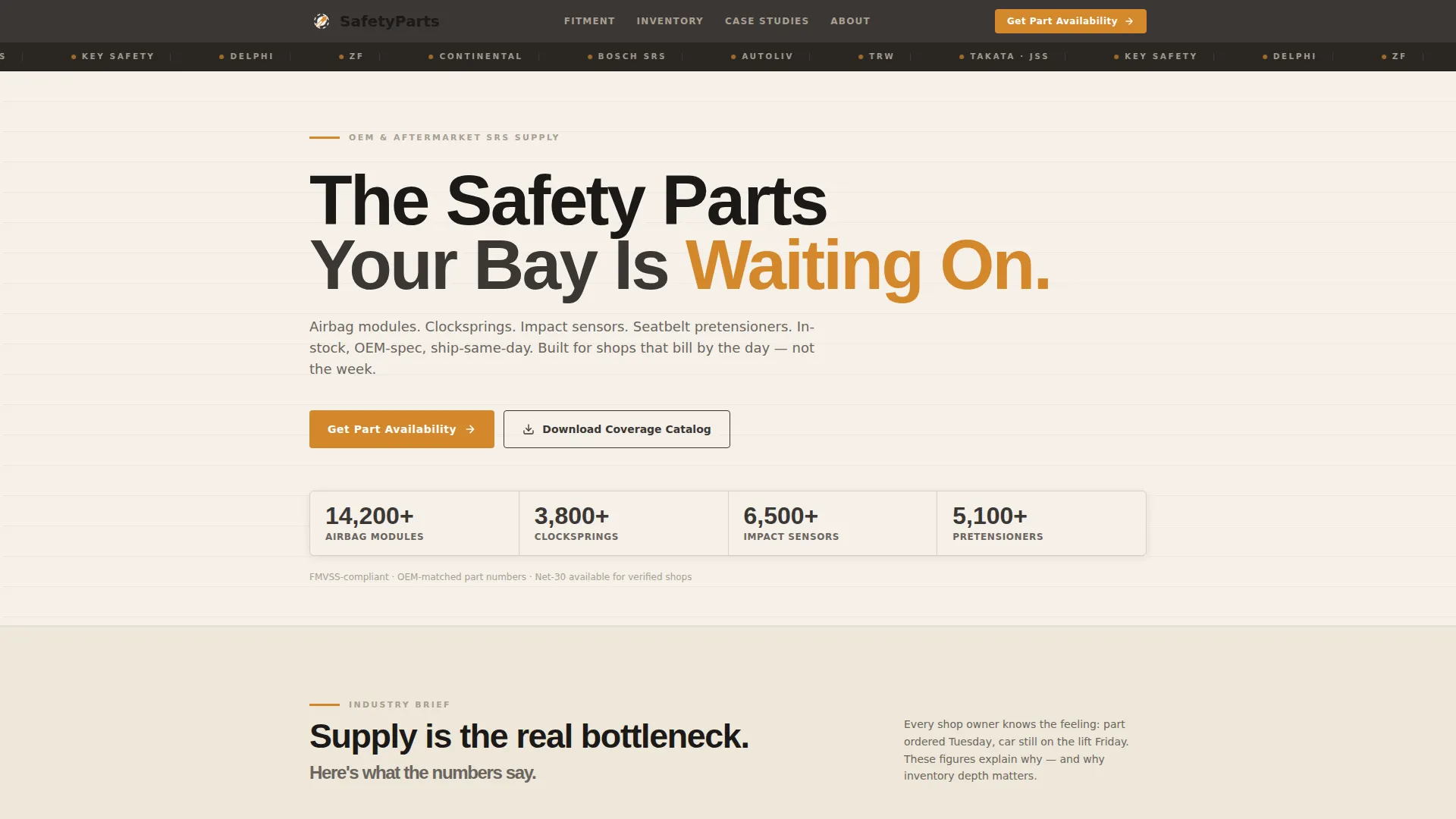 Automotive Airbag & Safety Parts Landing Page