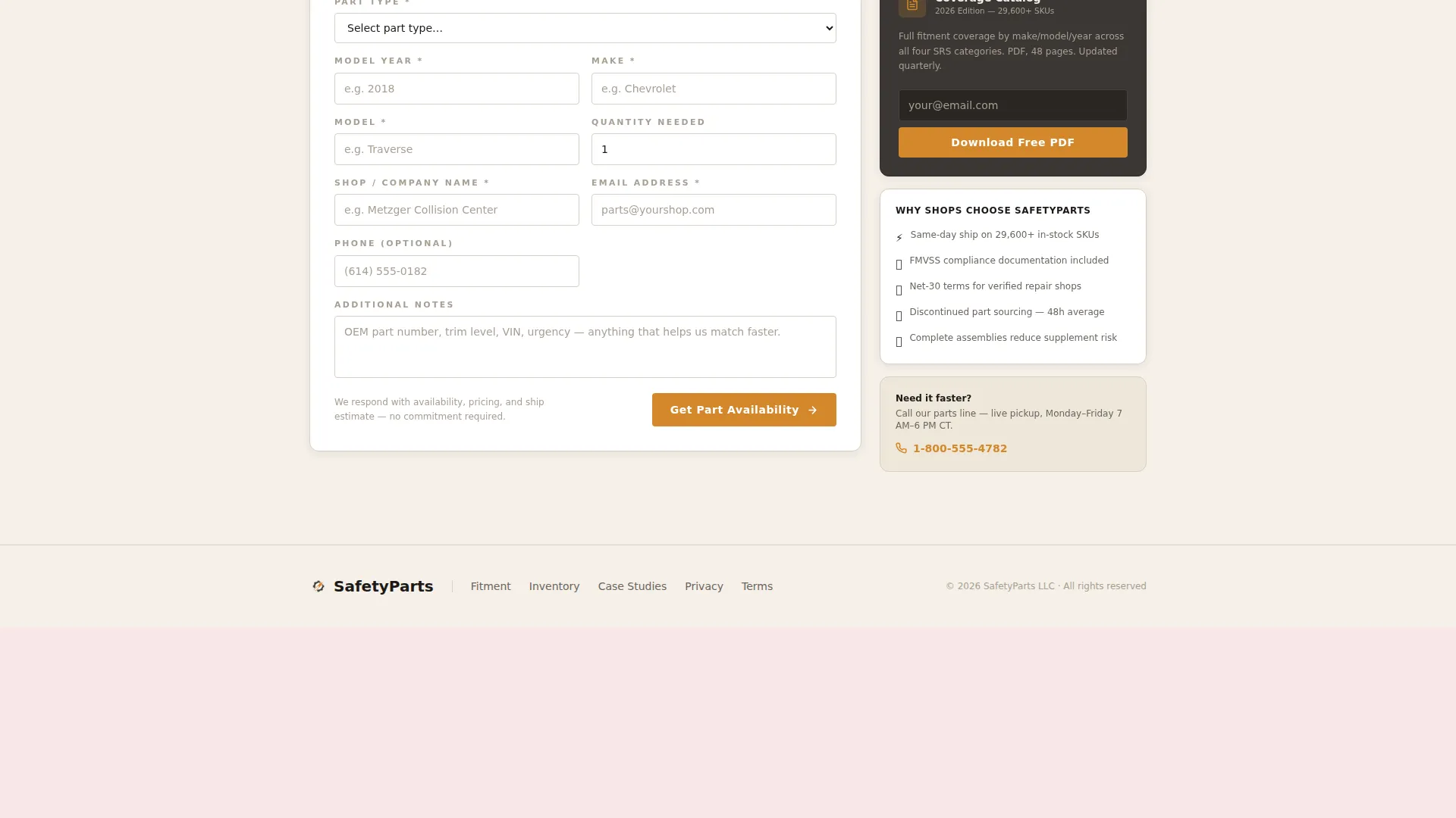 Automotive Airbag & Safety Parts Landing Page