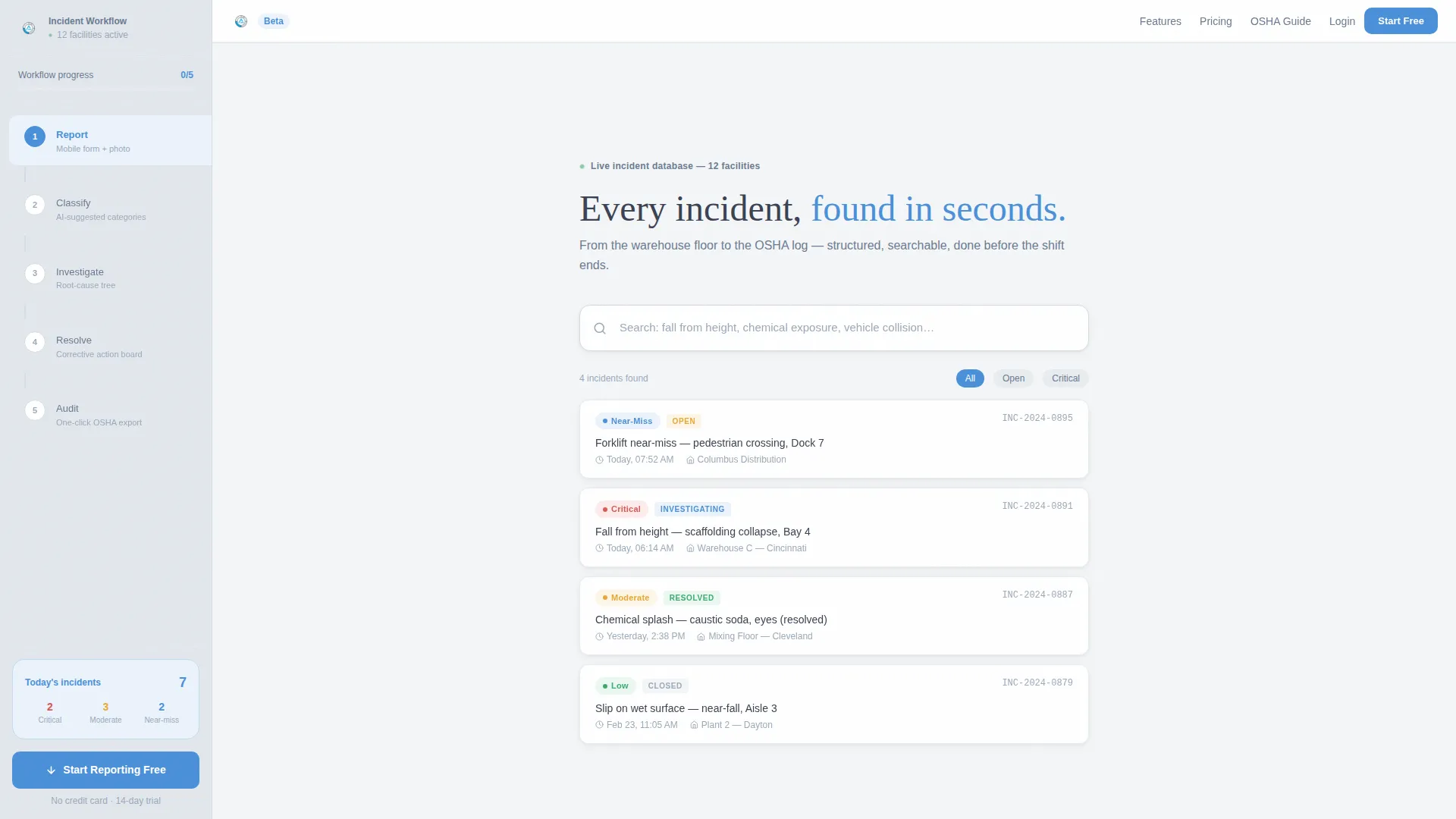 Streamlined Incidentreporting | Free Website Template | Rocket