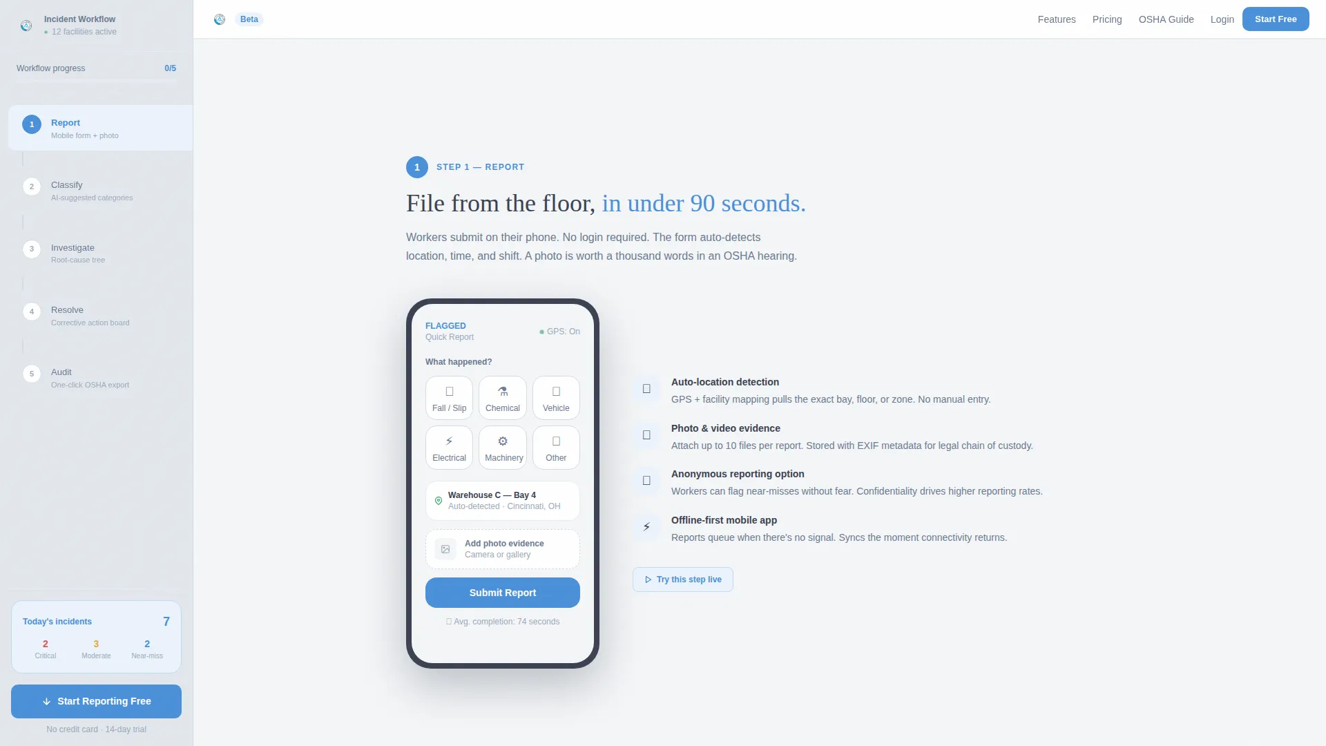 Streamlined Incidentreporting | Free Website Template | Rocket