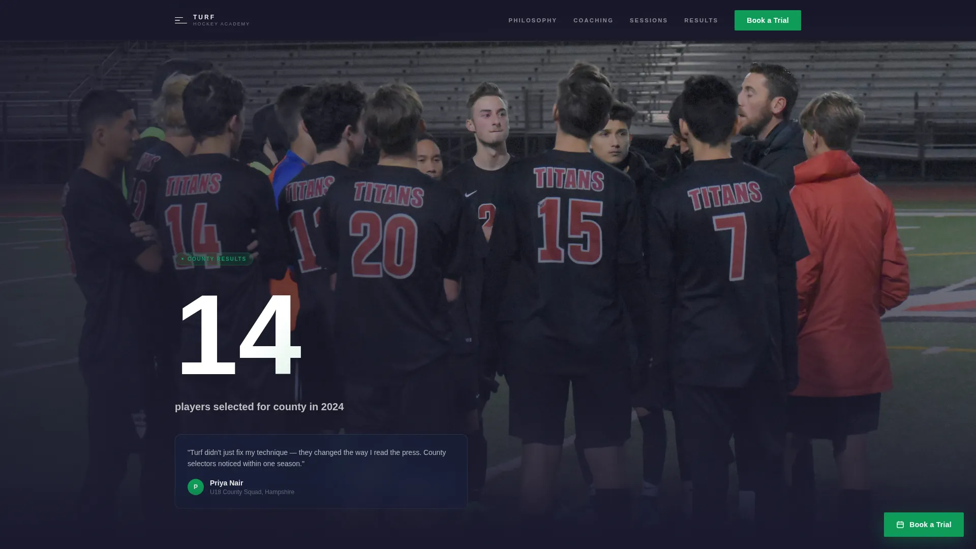 Field Hockey Booking Website Template