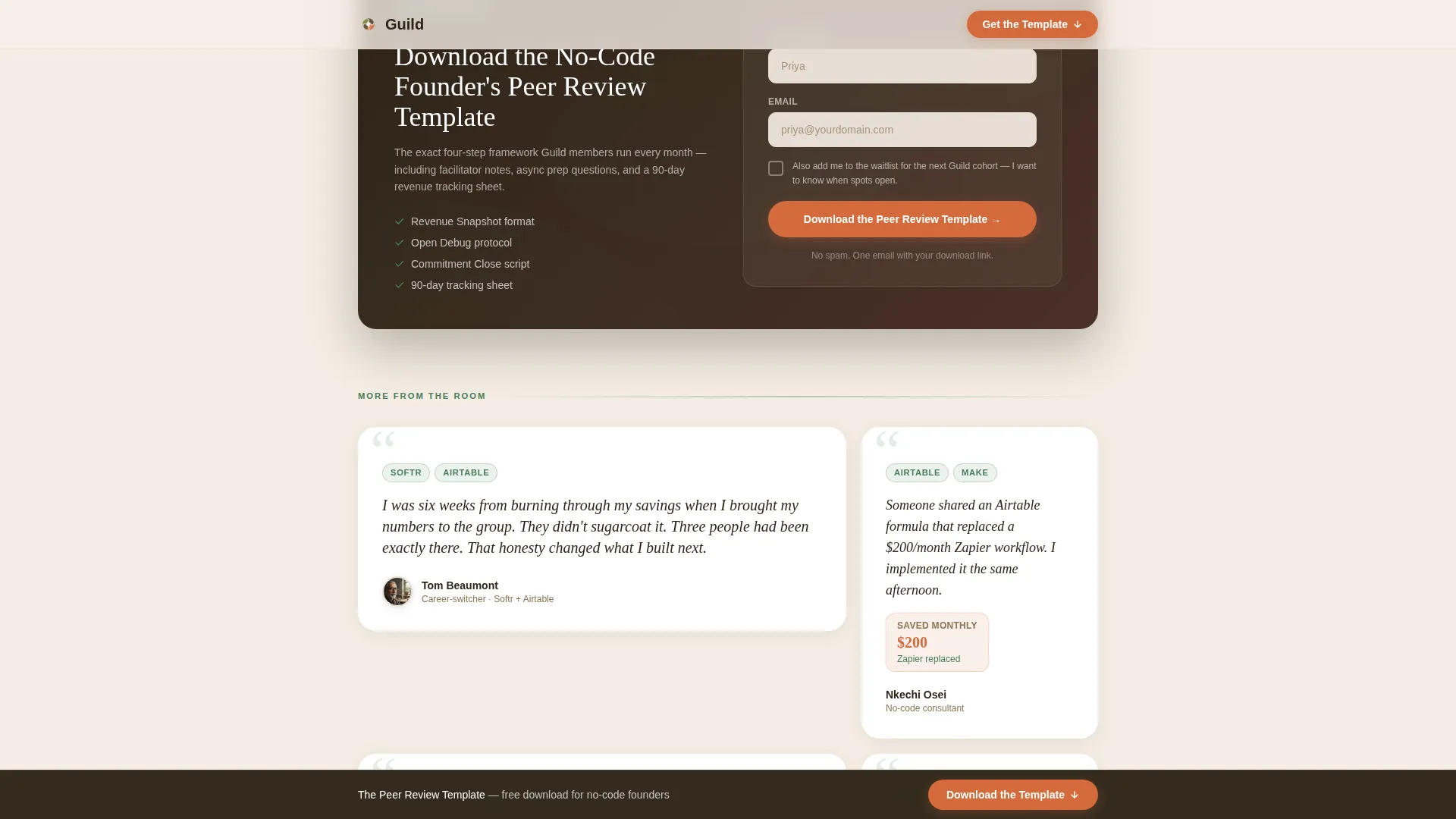 No-Code Builders Community Reviews Website Template