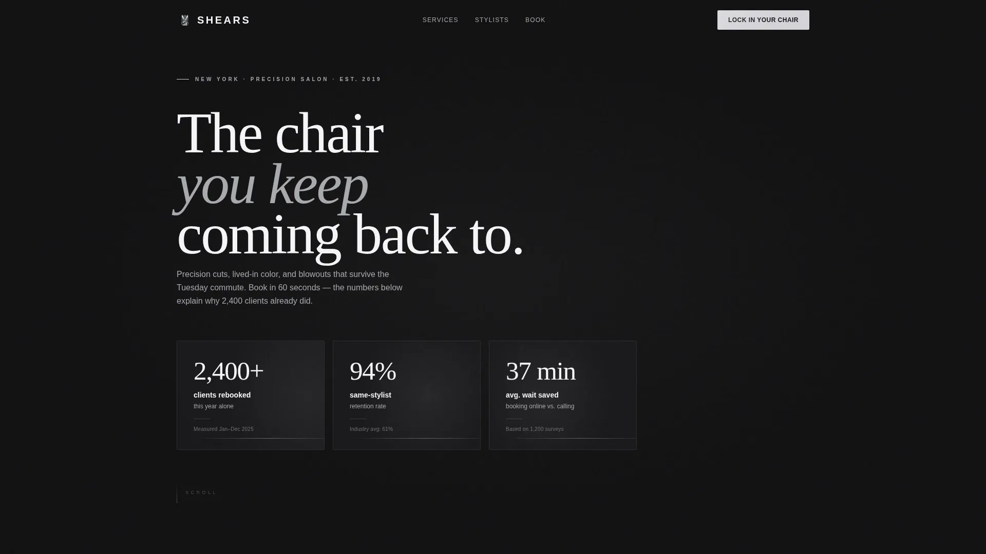 Hair Salon Data-Driven Booking Conversion Website Template
