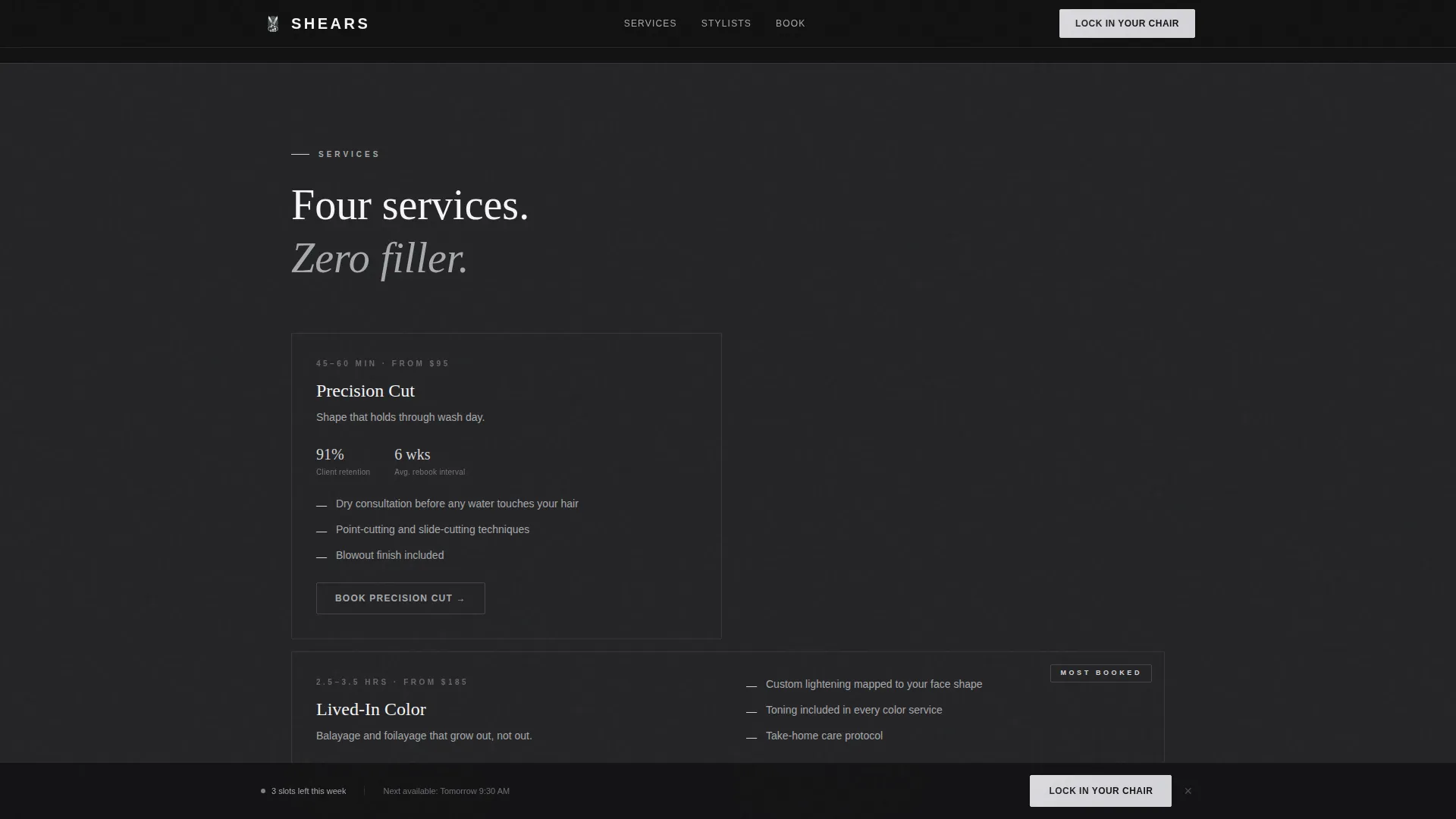 Hair Salon Data-Driven Booking Conversion Website Template