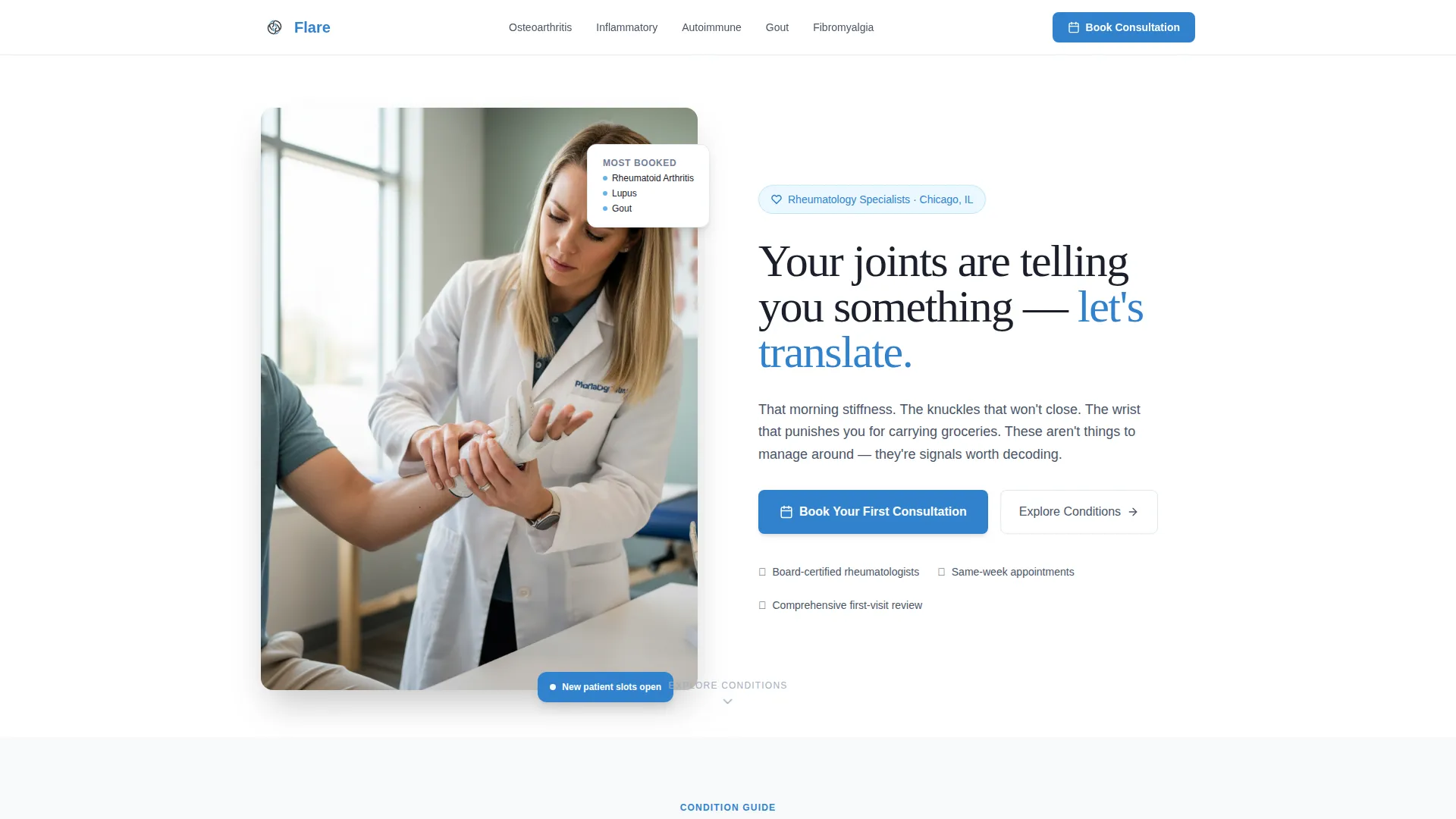 Rheumatologist Appointment Booking Landing Page