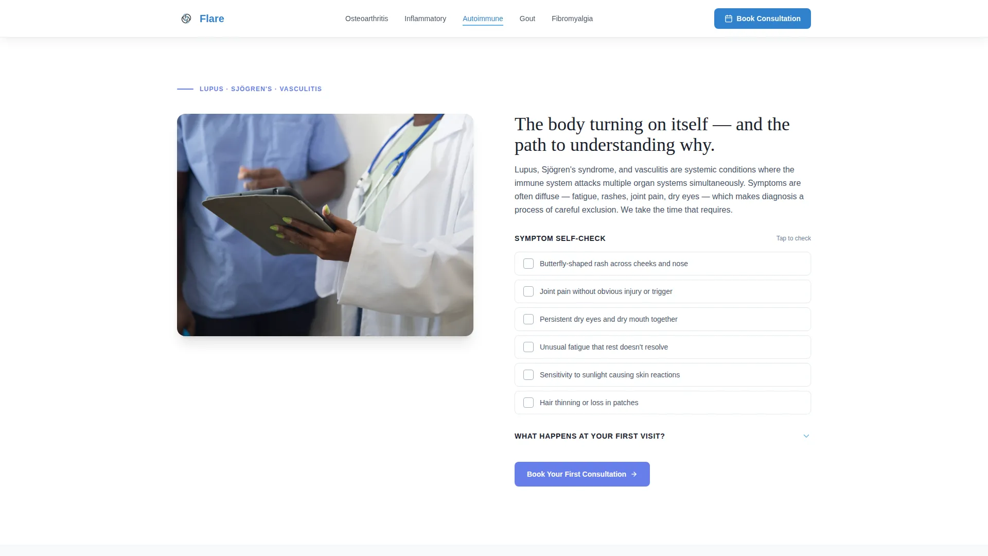Rheumatologist Appointment Booking Landing Page