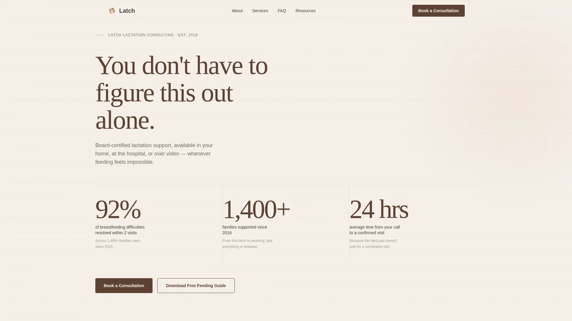Lactation Consultant Booking Website Template