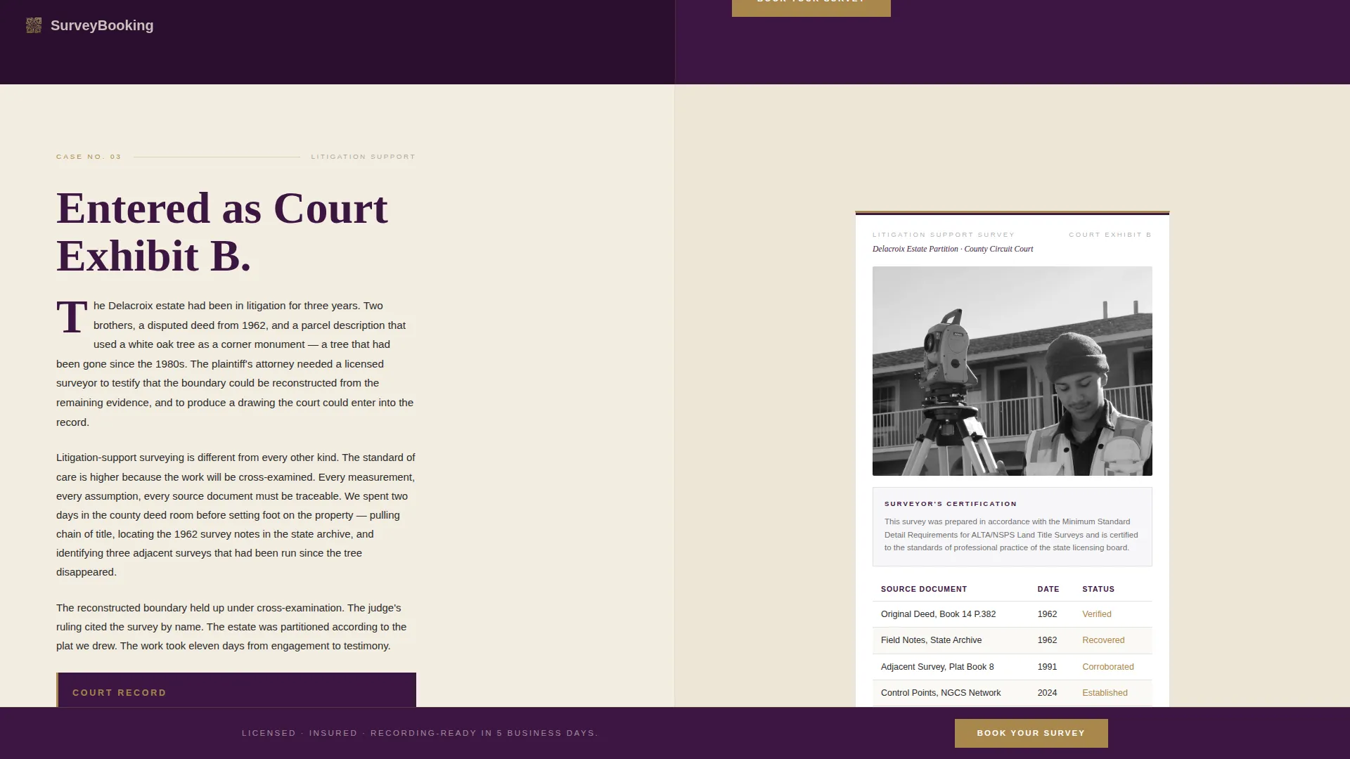 Surveyor Booking Website Template