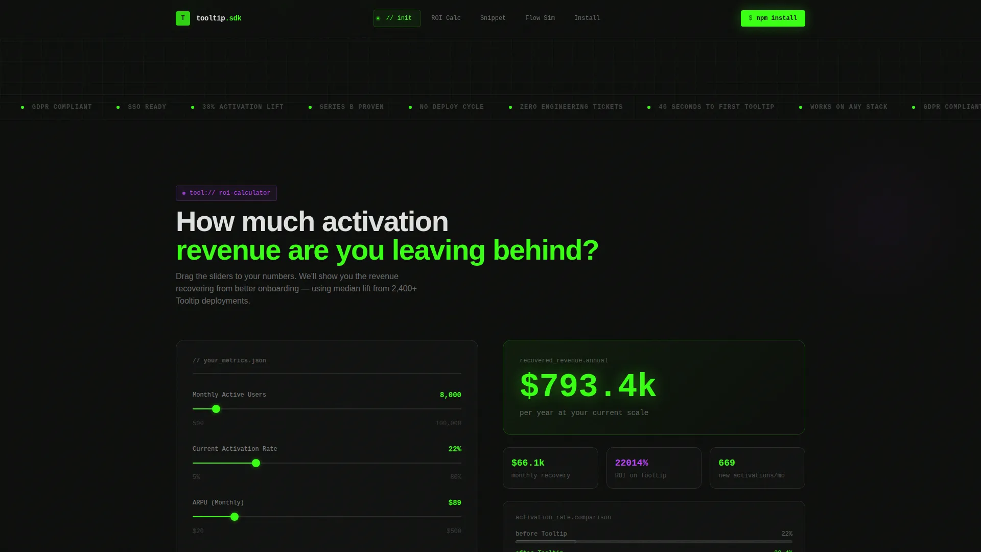 Onboarding & User Guide Cost Calculator Website Template