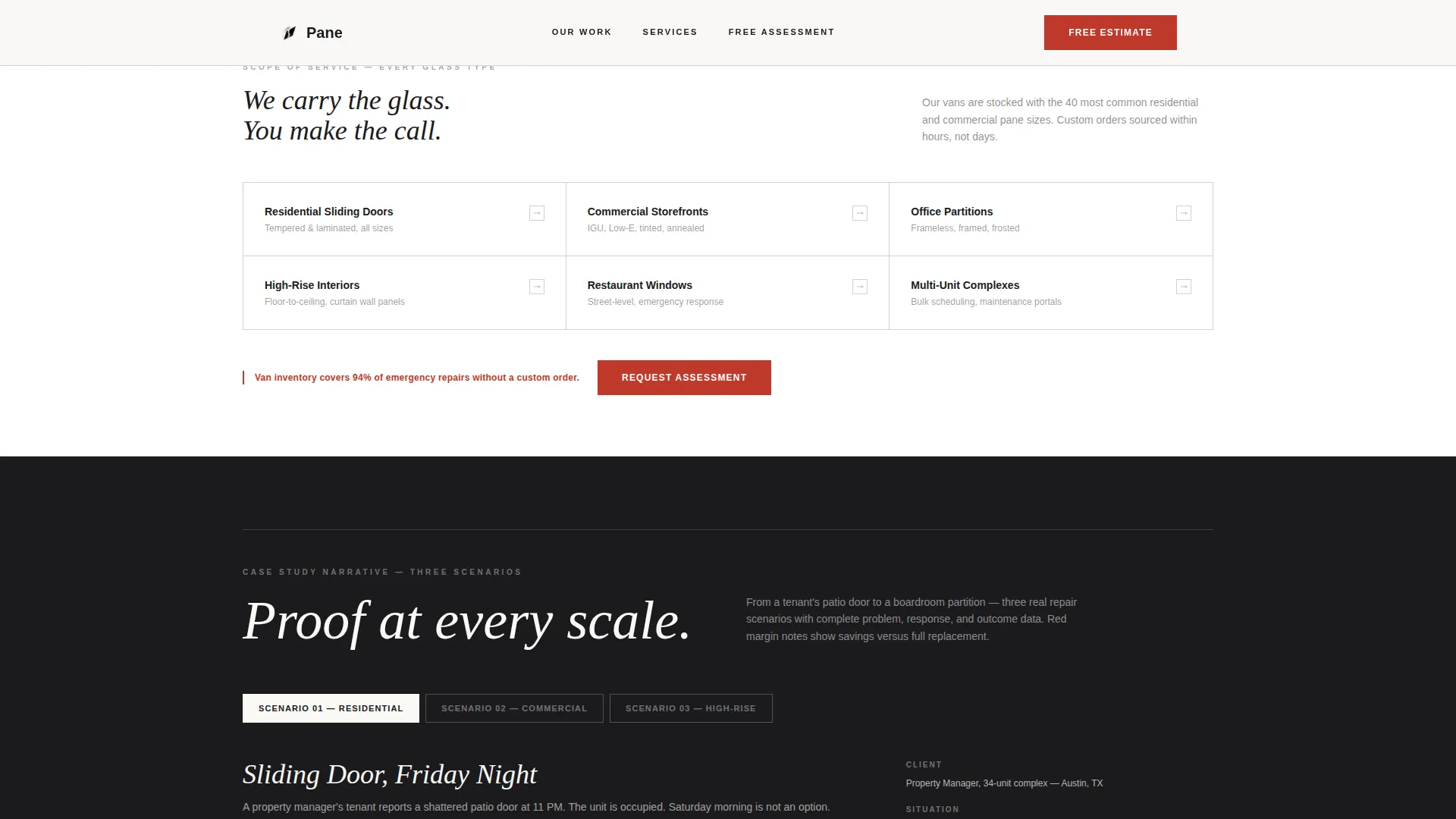 Glass Repair Marketing Professional Website Template